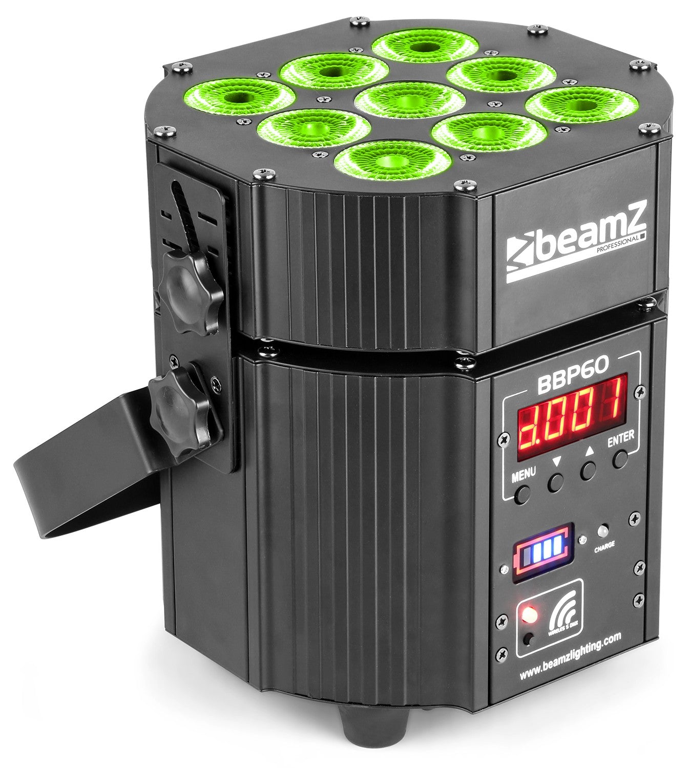BeamZ BBP60 Uplighter Set, 6gb prožektori transportkastē ar lādētāju