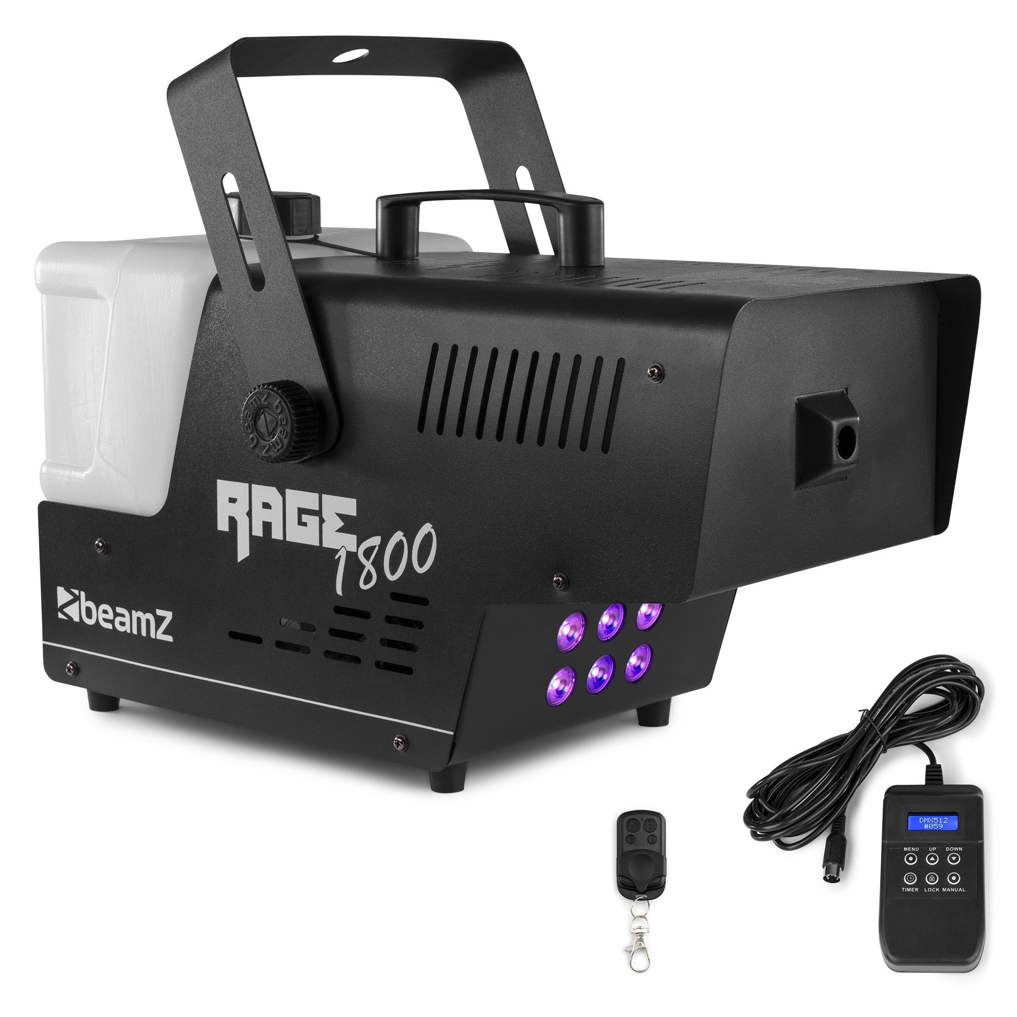 BeamZ Rage 1800LED dūmu mašīna ar laika kontrolieri
