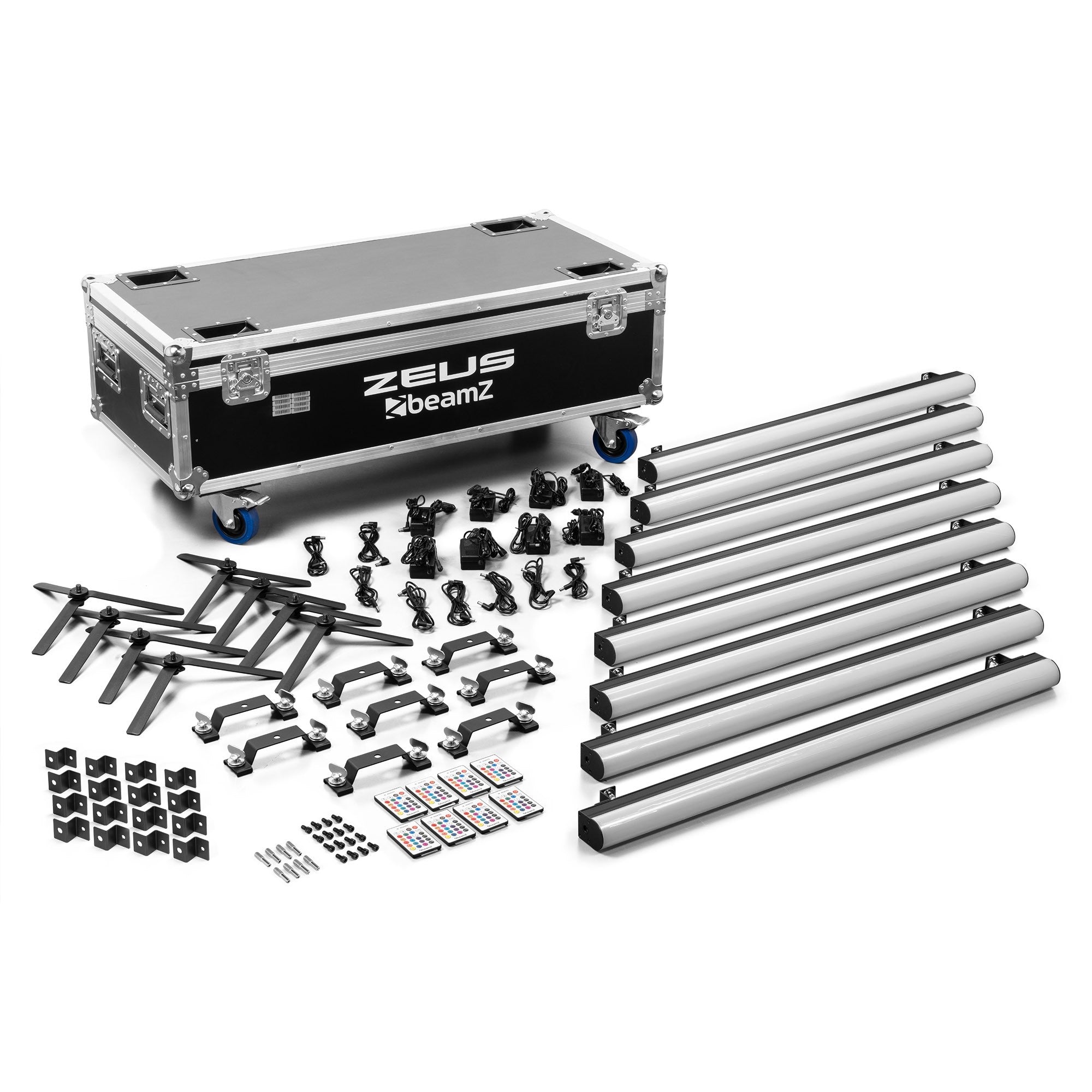 BeamZ Zeus Battery Tube Set RGBW set of 8 in Flightcase