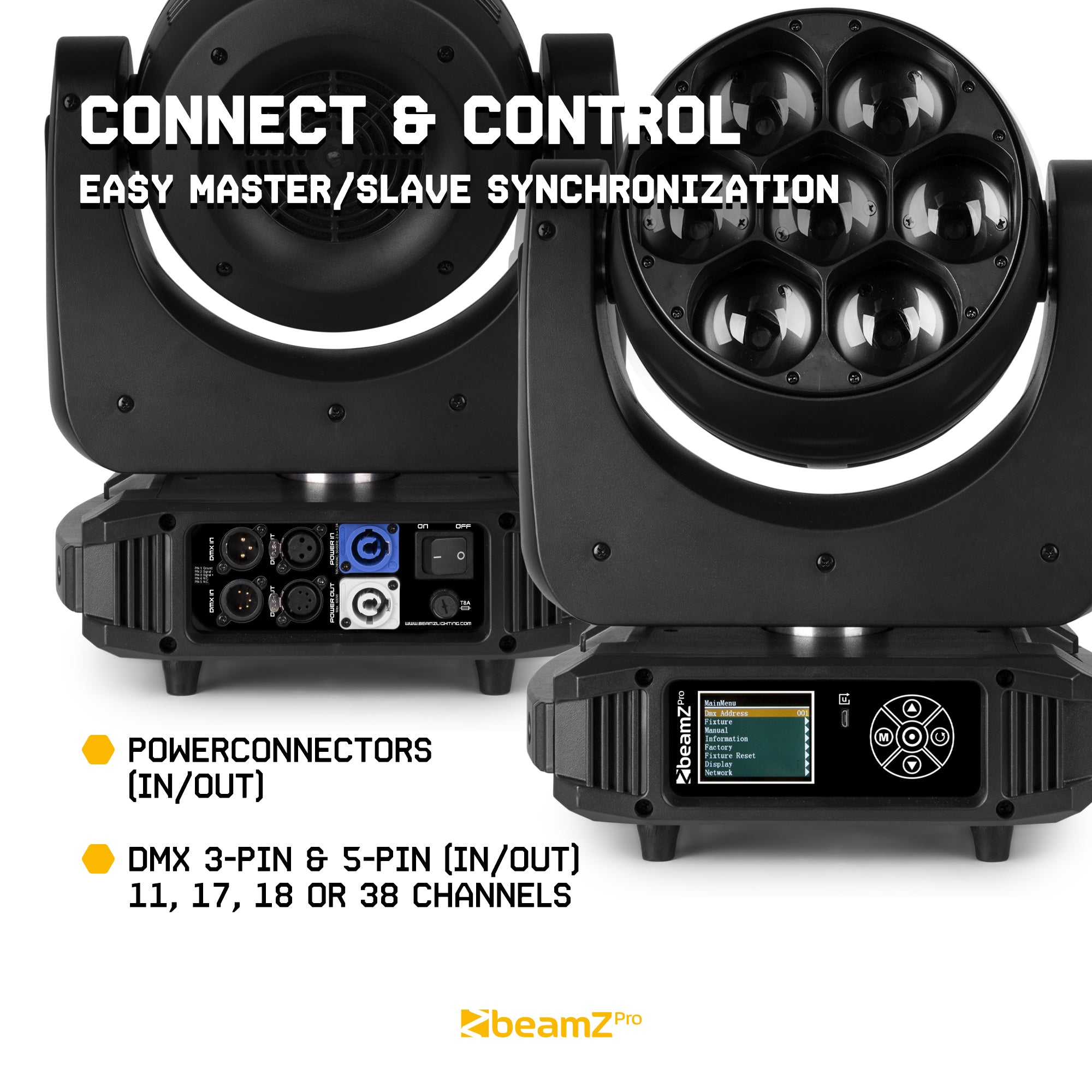 BeamZ MHL740 LED Moving Head Zoom 7x40W kustīgā galva