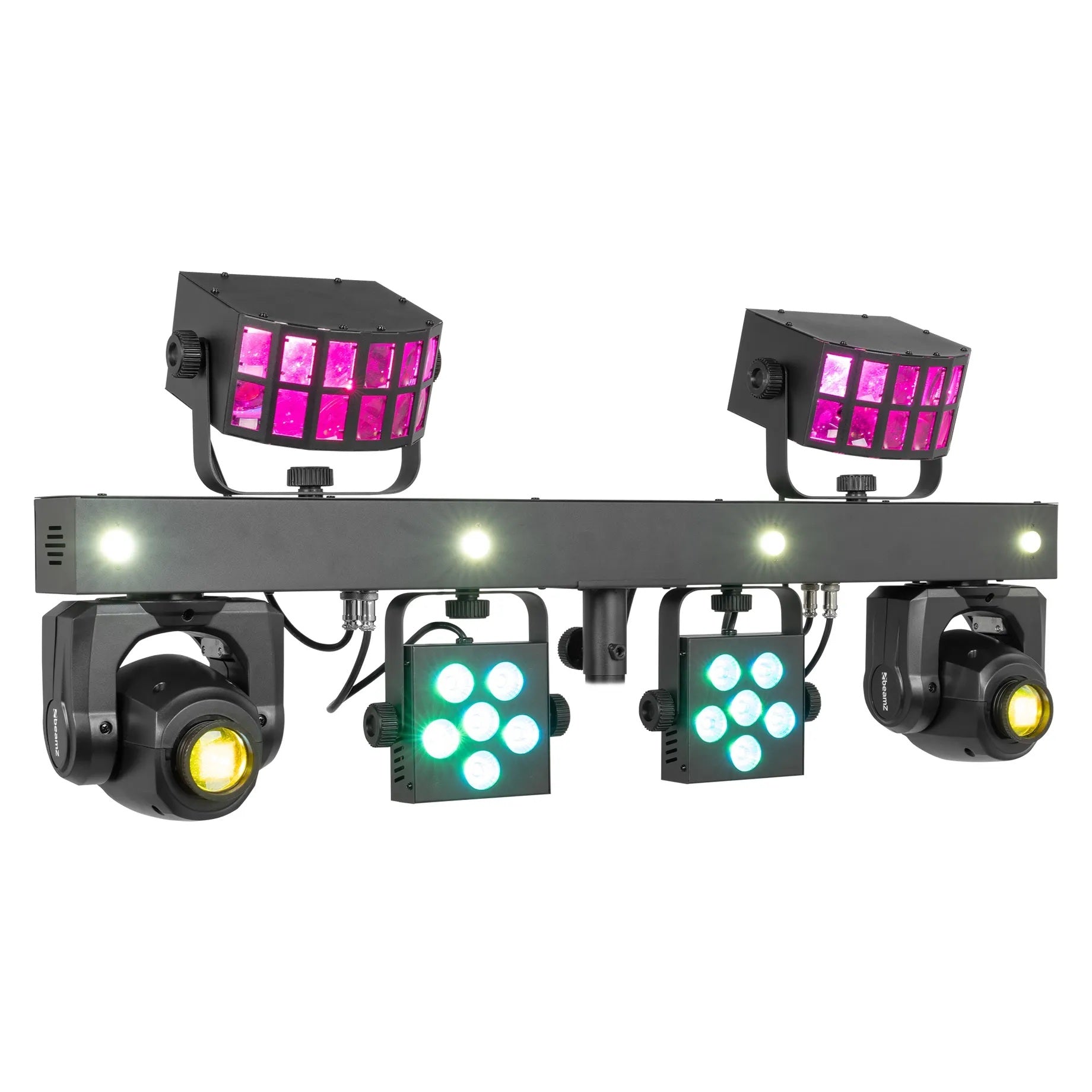 BeamZ ShowBar GO Glow ar kustīgajām galvām, Derby, PAR un Strobe efektiem