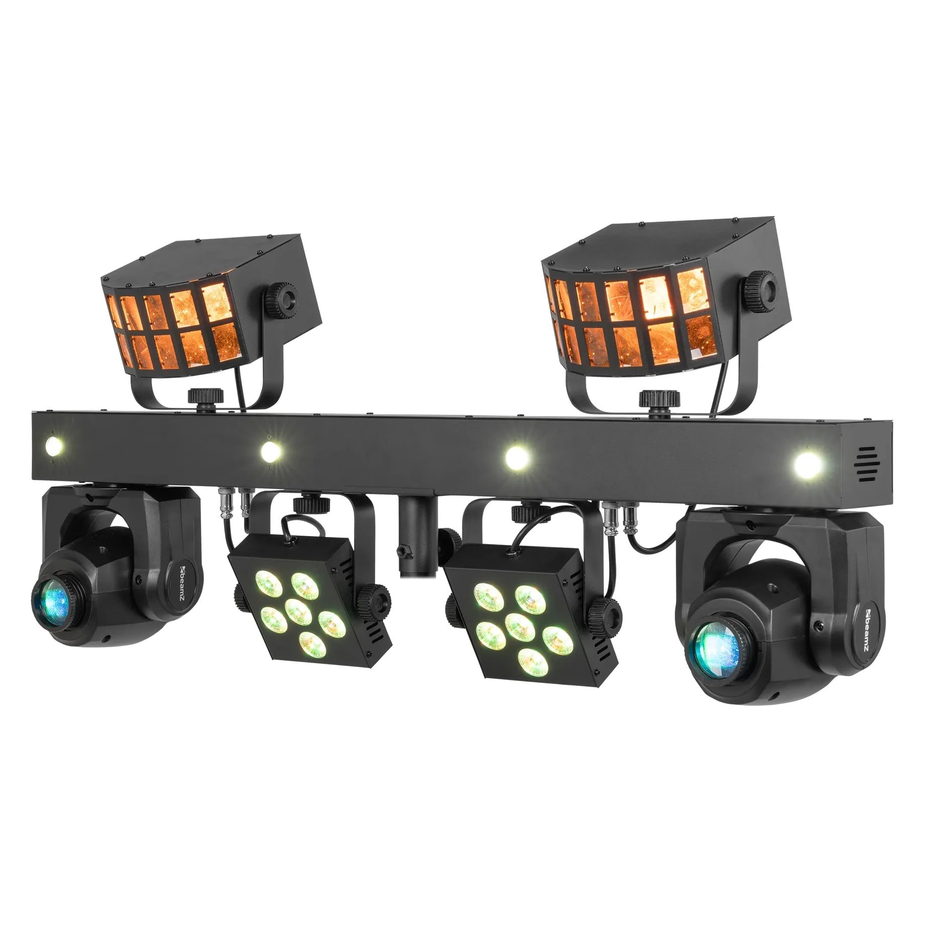 BeamZ ShowBar GO Glow ar kustīgajām galvām, Derby, PAR un Strobe efektiem