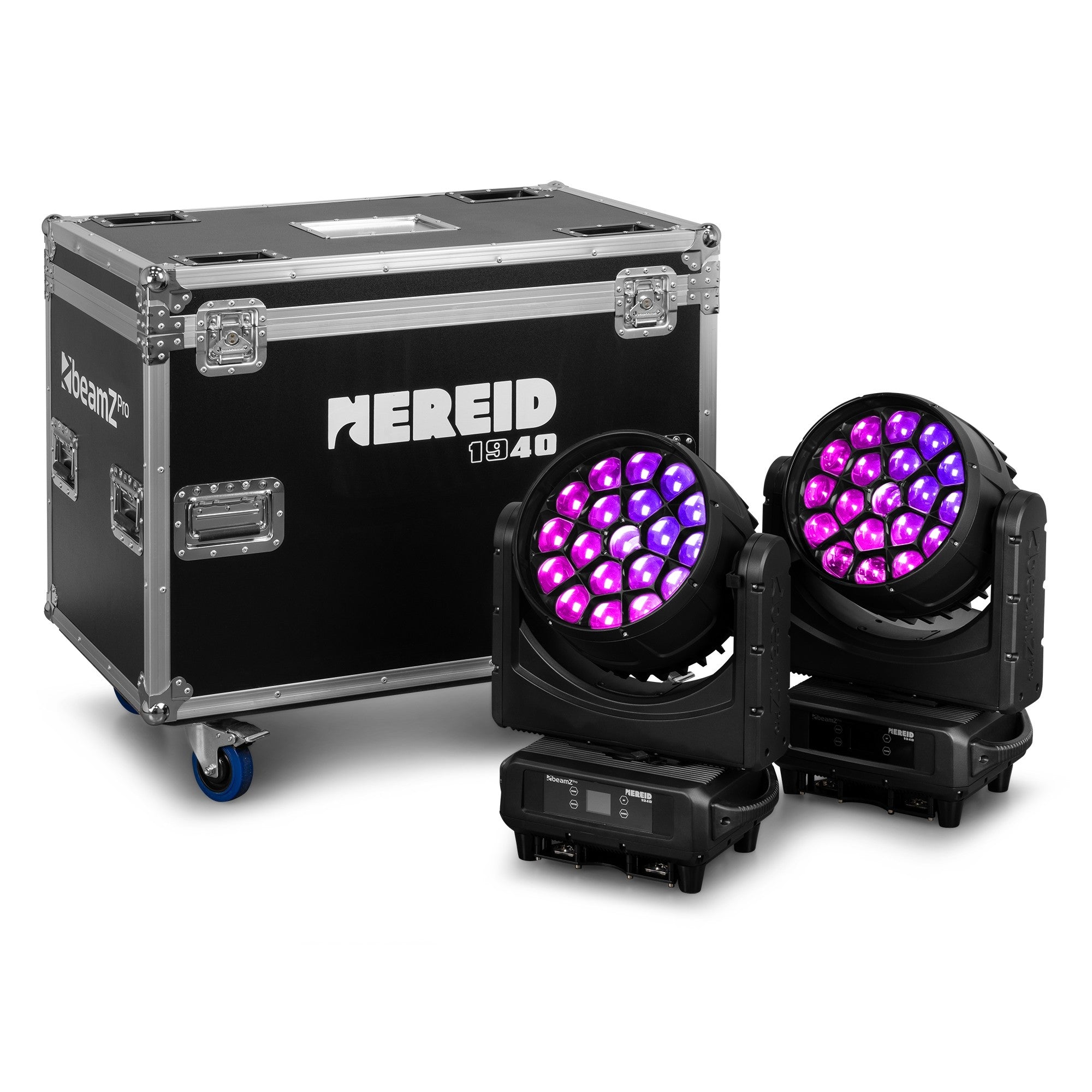 BeamZ Nereid1940 Outdoor LED Bee Eye Moving Head with Zoom 2pcs in Flightcase