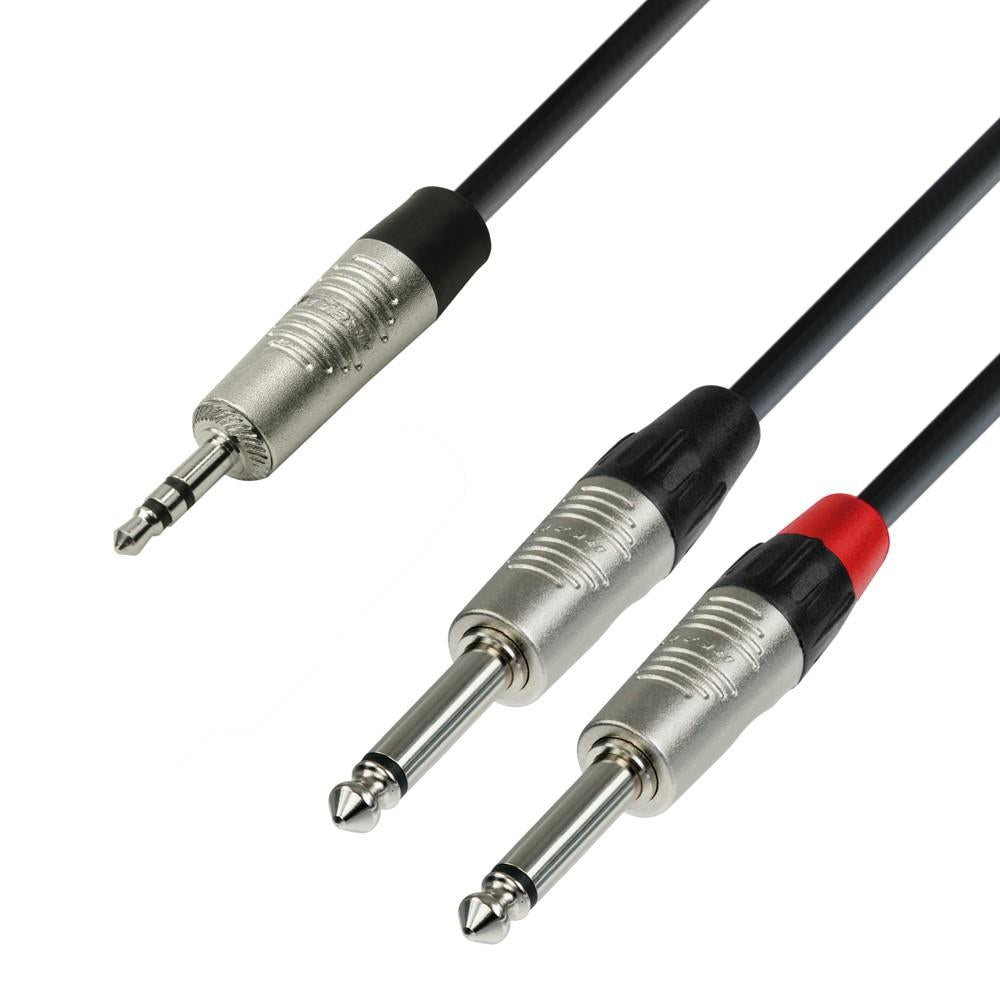 Adam Hall K4YWPP0150 3,5mm Jack stereo to 2x6,3mm Jack mono 1,5m vads