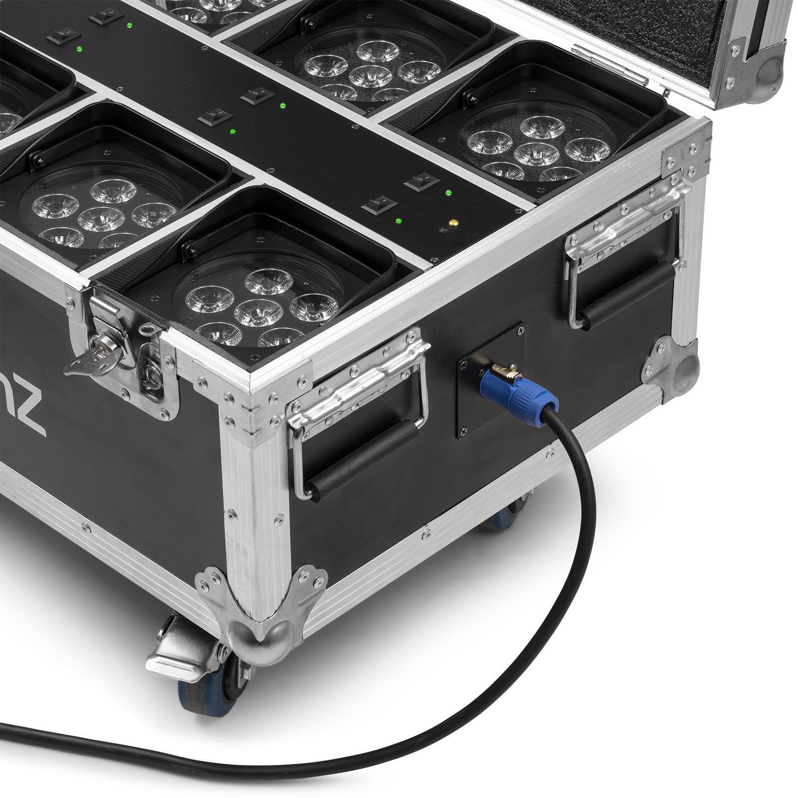 BeamZ BBP62 Uplighter Set, 6 Uplights (in/outdoor) in Flightcase with Charger