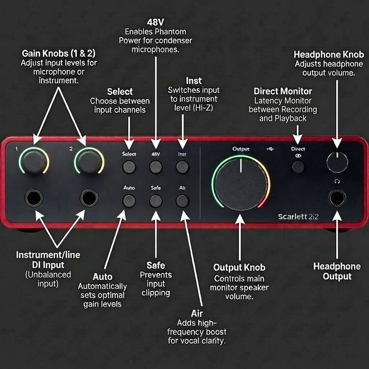 Focusrite Scarlett 2i2 4th Gen audio Interfeiss