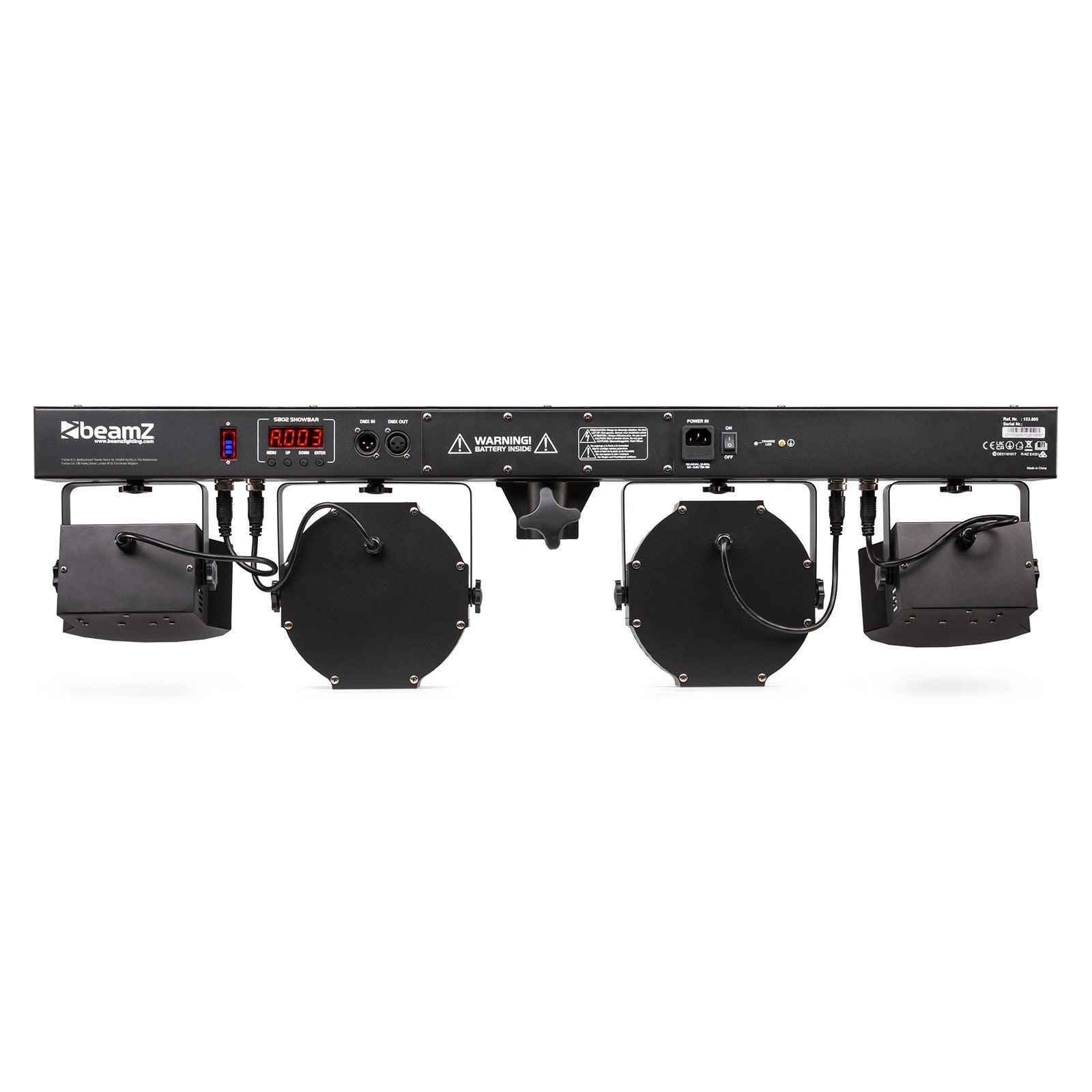 BeamZ SB02 SHOWBAR ar bateriju, Derby un PAR efektiem