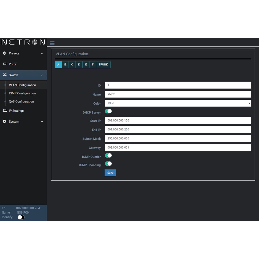 Obsidian Control Systems Netron NS8 Compact 8-port network switch